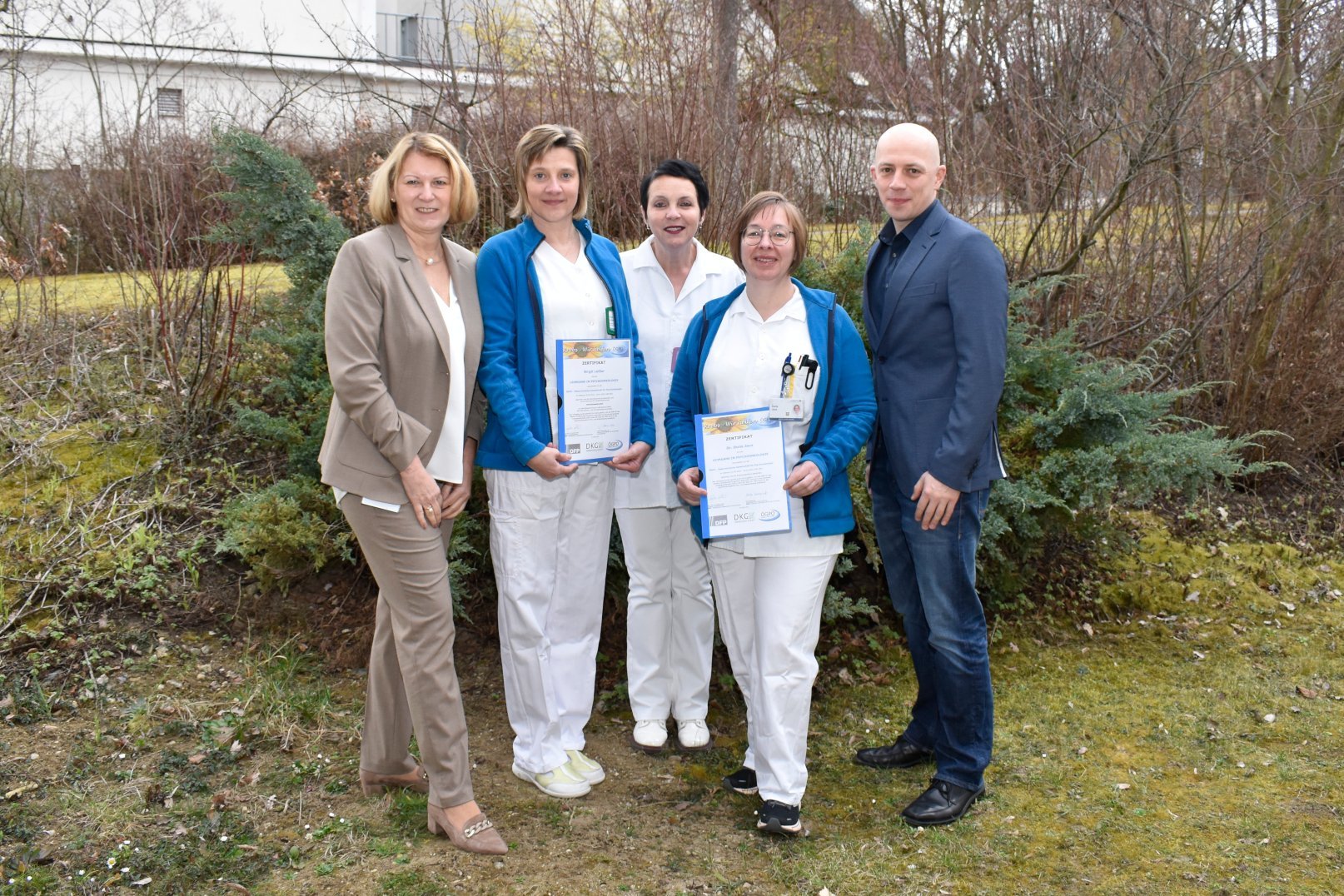 Pflegedirektorin Hickelsberger. DGKP Leißer, Dr. Atzmüller, Dr. Jaux und Interim. Kaufmännischer Direktor Hubert Groiss