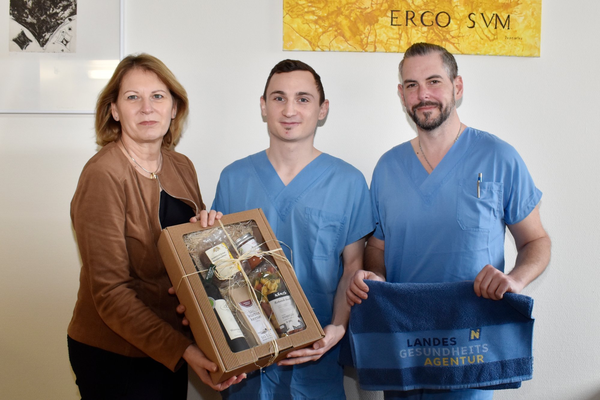 Pflegedirektorin Silvia Hickelsbergert, Florian Schreiber und interim. STL Christian Berger