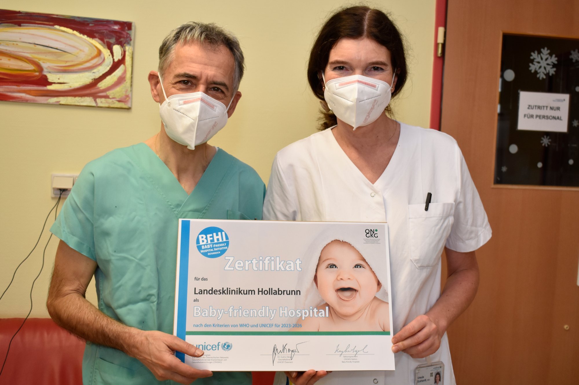 Primarius Anzböck und STL Hebamme Eckhardt