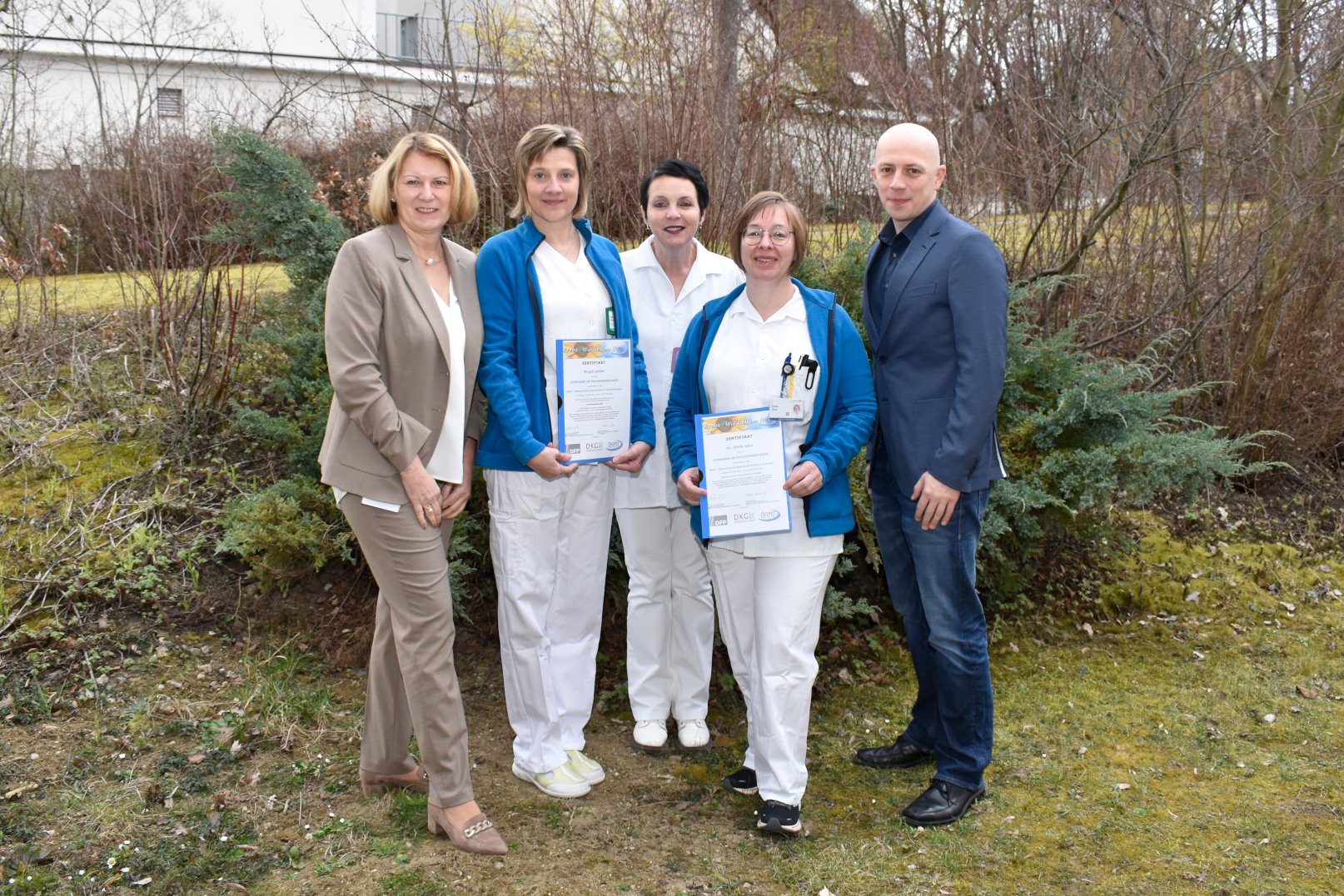 Pflegedirektorin Hickelsberger. DGKP Leißer, Dr. Atzmüller, Dr. Jaux und Interim. Kaufmännischer Direktor Hubert Groiss